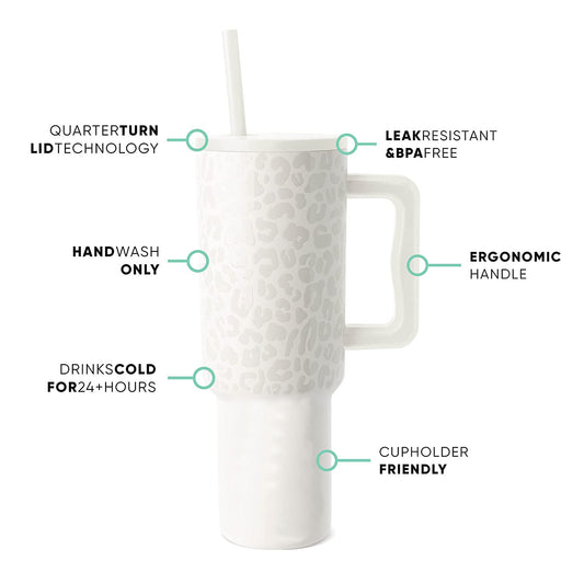 40oz Handle Cup - Gradient Pink & Leopard Print Options