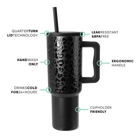 40oz Handle Cup - Gradient Pink  & Leopard Print Options