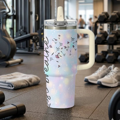 Art Dandelion Vacuum Flasks 40oz Vacuum Insulated Travel Mug - Stainless Steel Straw Cup Lid