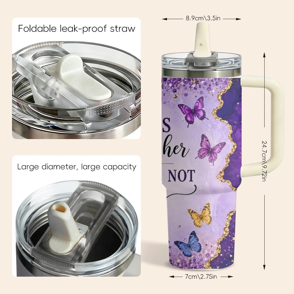 Purple & Golden Glitter Design Vacuum Flasks 40oz 3rd Gen Vacuum Insulated Stainless Steel Car Tumbler Cup with Handle Straw Lid