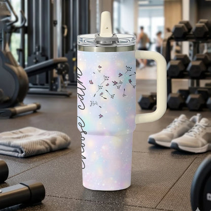 Art Dandelion Vacuum Flasks 40oz Vacuum Insulated Travel Mug - Stainless Steel Straw Cup Lid